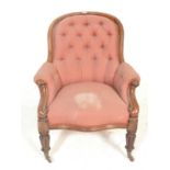 19th century walnut spoon back armchair