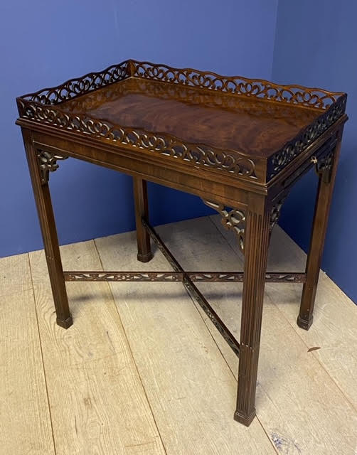 A George III style fretwork silver table - Image 2 of 2