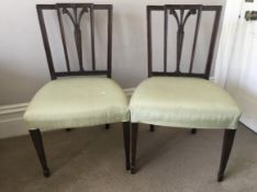 C18th pair of Hepplewhite chairs with prince of wales feather carved back