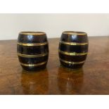 Two novelty inkwells presented as miniature barrels