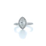 18ct White Gold Marquise Diamond With Halo Setting Ring 1.51 (1.02) Carats