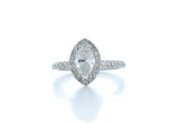 18ct White Gold Marquise Diamond With Halo Setting Ring 1.51 (1.02) Carats