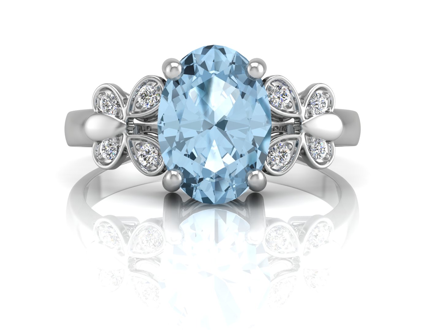 9ct White Gold Diamond And Blue Topaz Ring - Image 4 of 4