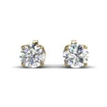 9ct Yellow Gold Claw Set Diamond Earrings 0.33 Carats