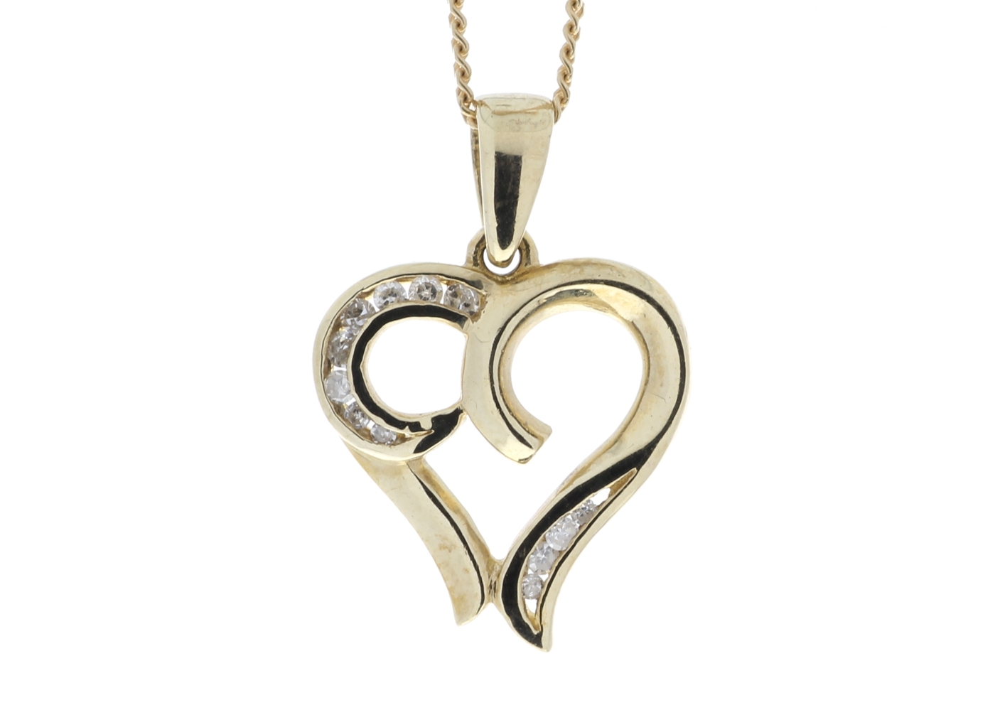 9ct Yellow Gold Diamond Heart Pendant