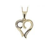 9ct Yellow Gold Diamond Heart Pendant