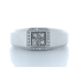 18ct White Gold Single Stone with halo Illusion Set Diamond Ring 0.50 Carats