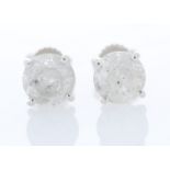 9ct White Gold Single Stone Prong Set Diamond Earring 2.08 Carats