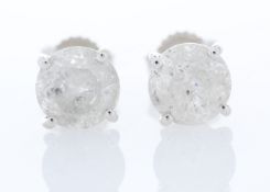 9ct White Gold Single Stone Prong Set Diamond Earring 2.08 Carats
