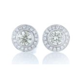 18ct White Gold Halo Set Diamond Earrings 1.20 Carats