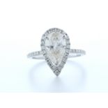 18ct White Gold Single Stone With Halo Setting Ring 2.54 (2.04) Carats