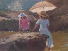 Suzanne Sommer (Australian) Large signed oil painting "Summer Days"