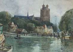James Garden Laing Scottish (1852-1915) Signed watercolour Canal Scene