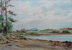 Landscape oil painting depicting Strangford Lough Signed L Jones