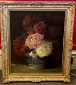 Robert Easton Stuart, Scottish artist 1890-1940 signed oil on canvas “Peonies”