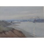 Aberdeen Harbour watercolour by Scottish artist Tom Smith,FL 1914-1943, exhibited R.S.A, R.S.W