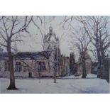 Wintertime Kings College Aberdeen limited ed print by Scottish artist Nigel Grounds, bn 1962