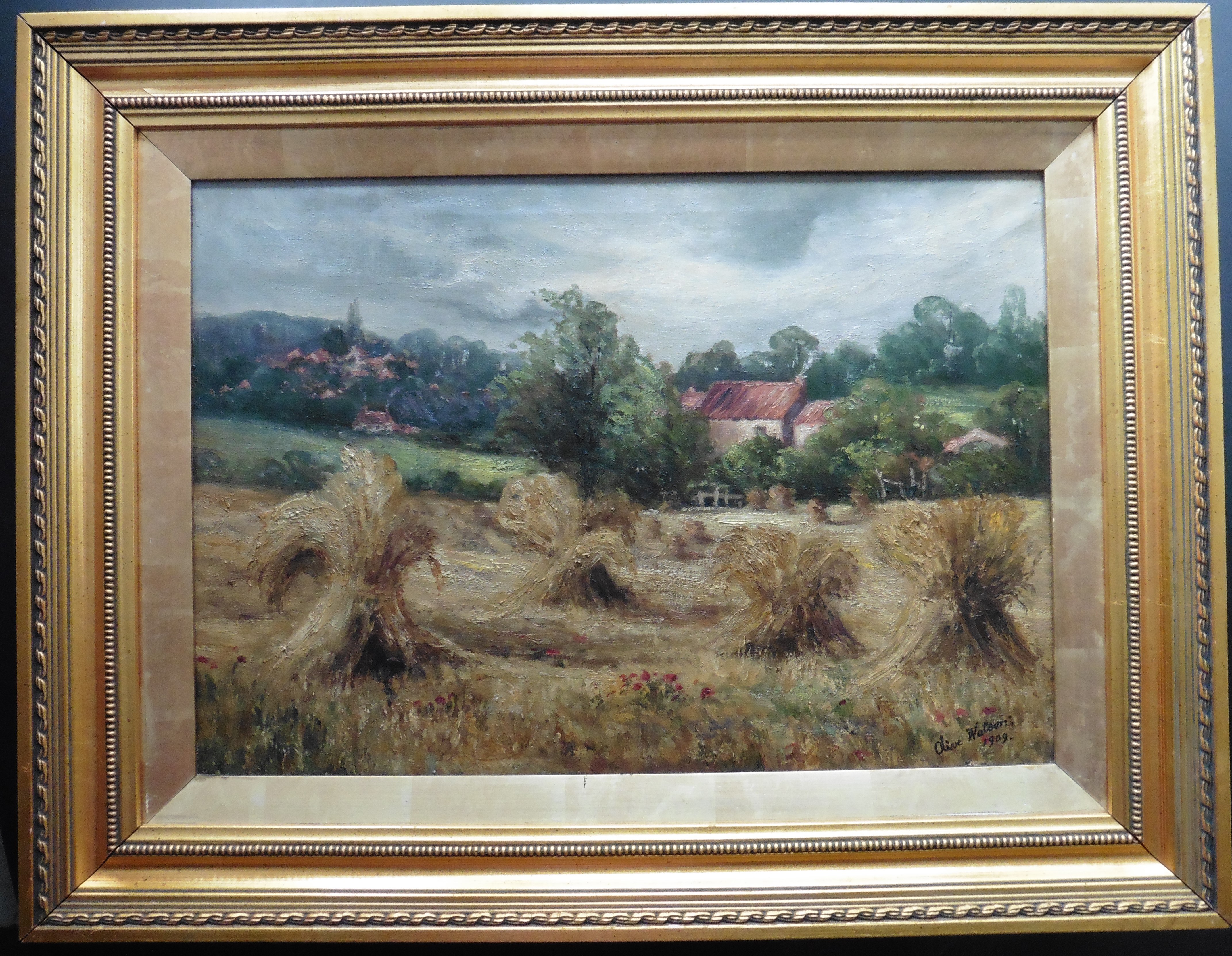 Hay stooks - Original Oil painting by Olive Watson exhib R.A - Image 3 of 5