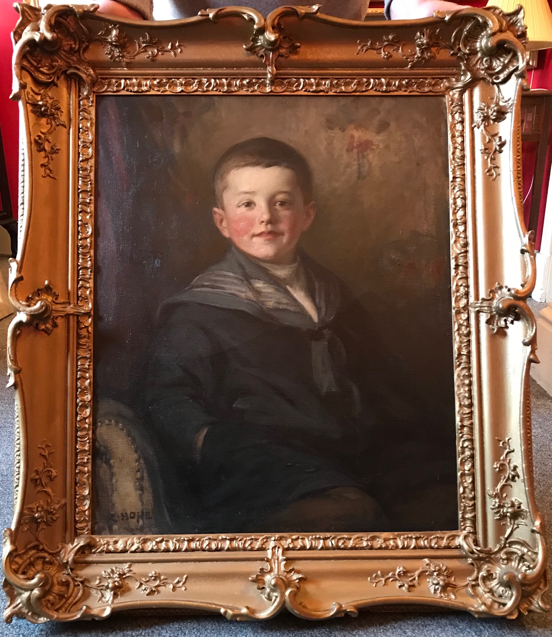 Portrait of a boy, by Scottish artist Robert Hope,1869-1936 exhib R.A, R.S.A, R.S.W