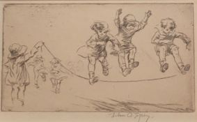 Eileen Alice Soper signed etching entitled “Skipping”