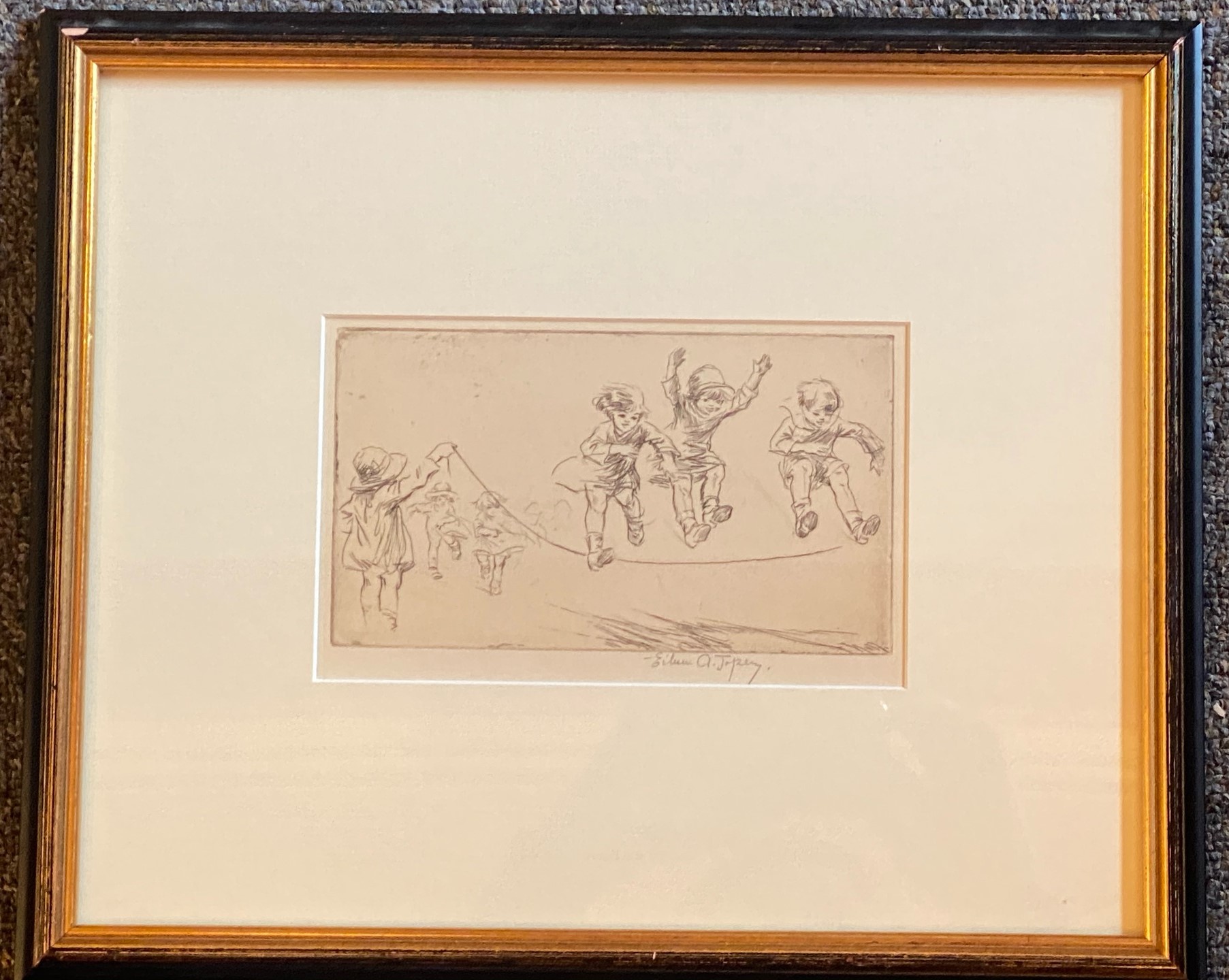 Eileen Alice Soper signed etching entitled “Skipping” - Image 3 of 3