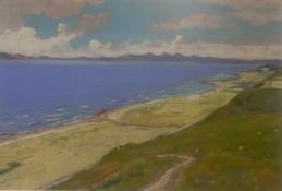 William Douglas Macleod large signed pastel Ayrshire Coastal view
