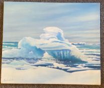 Ray Greenfield 20c British artist, oil on canvas Ice Flow Greenland