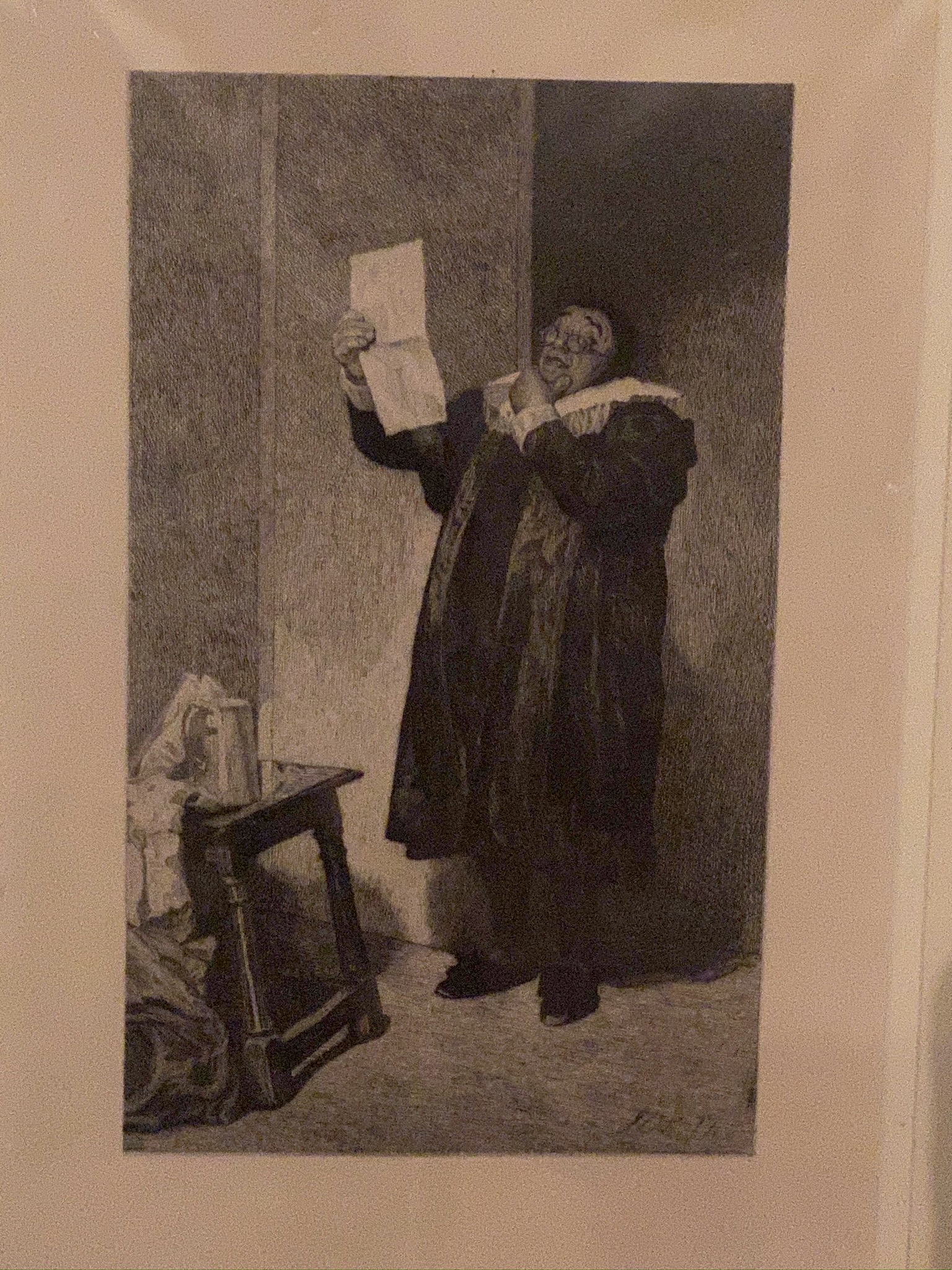“The reading” unsigned engraving - Image 2 of 3