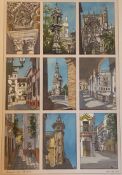 Nine Saville Spanish Street scenes Original watercolours by James Steel Scottish artist