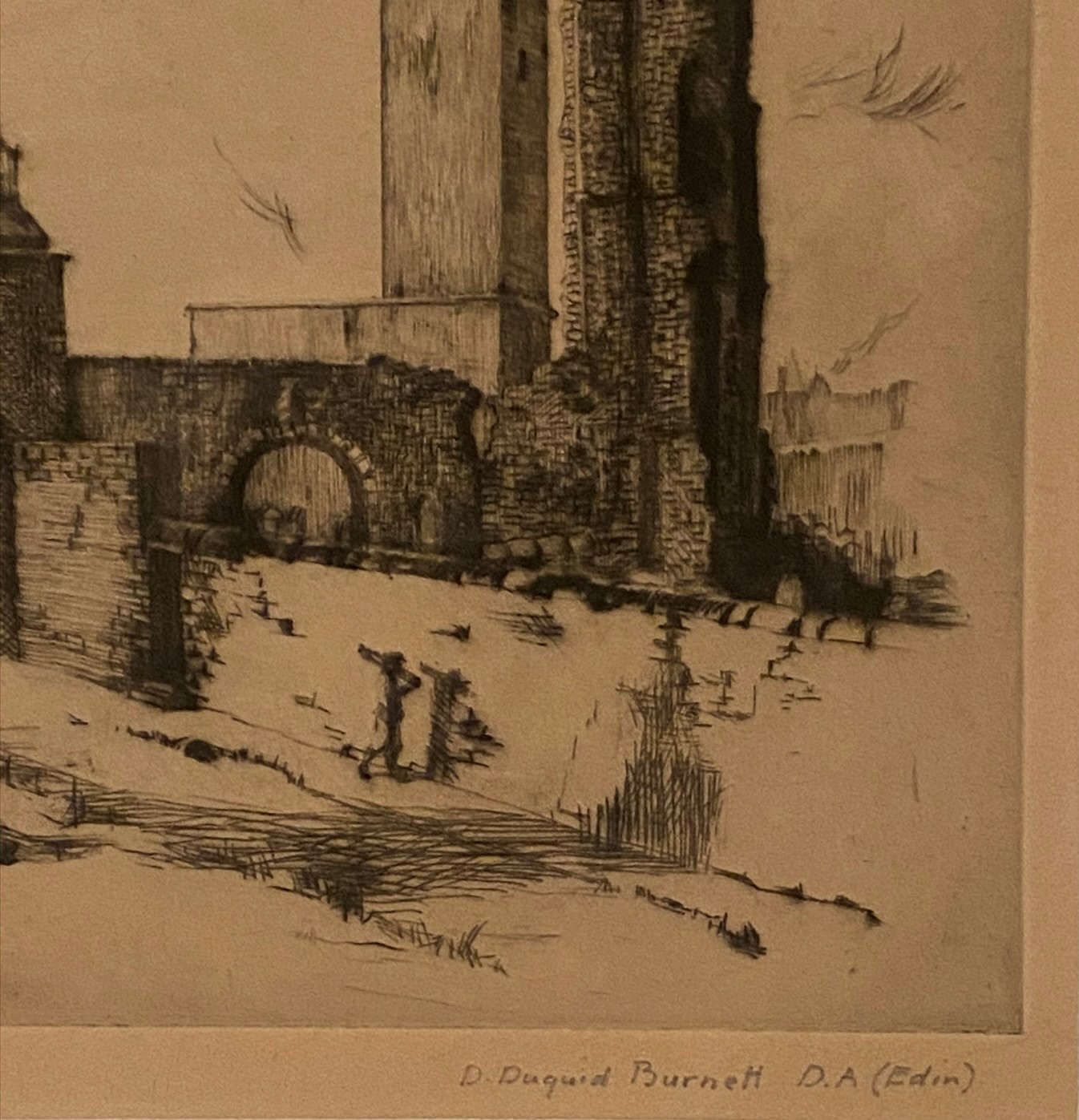 Pencil signed etching by D Dugaird Burnett D.A Edinburgh – Edinburgh View - Image 2 of 3
