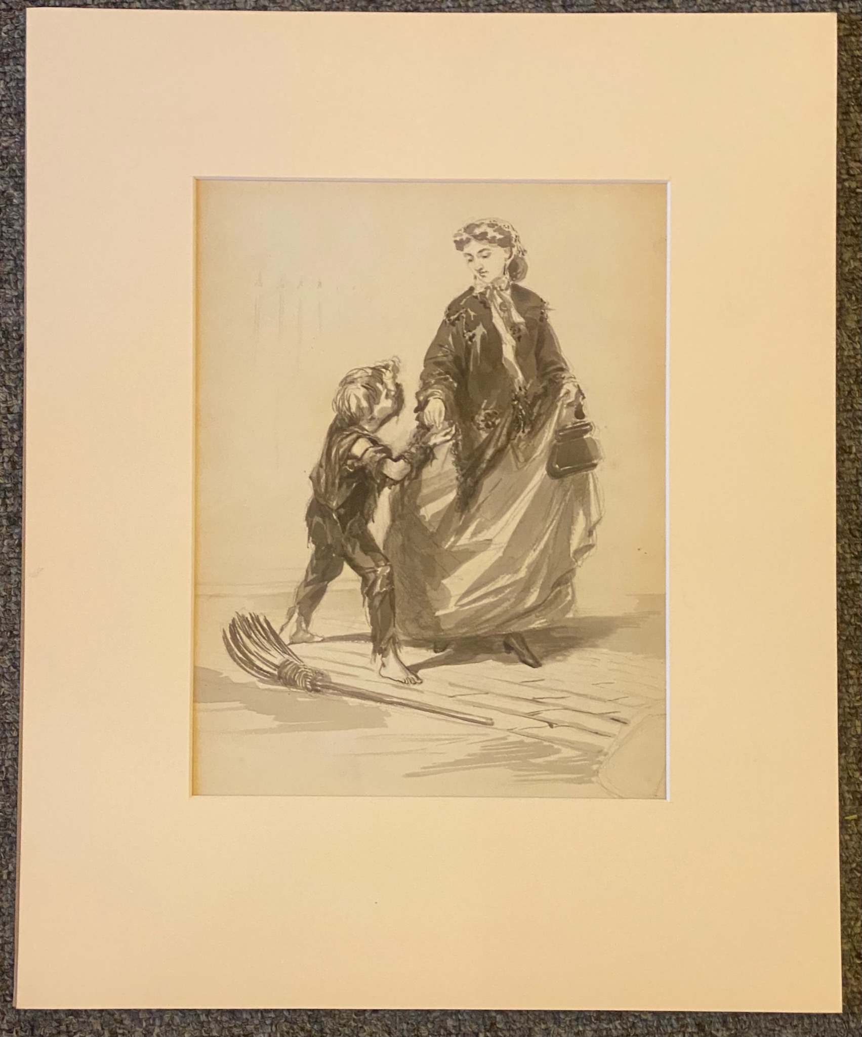 Manner of Erskine Nicol unsigned original drawing Sweep and Lady - Image 2 of 2