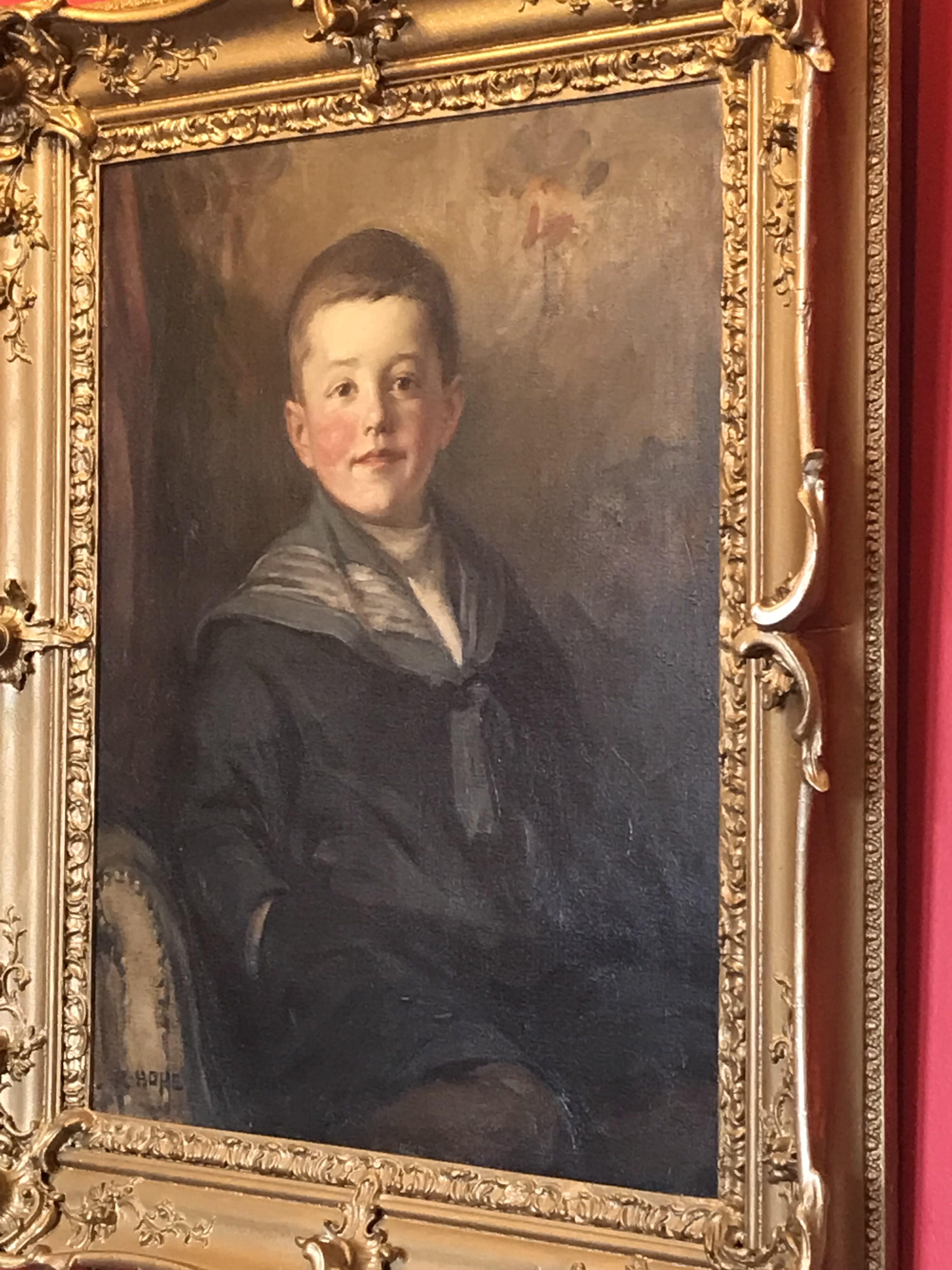 Portrait of a boy, by Scottish artist Robert Hope,1869-1936 exhib R.A, R.S.A, R.S.W - Image 4 of 5