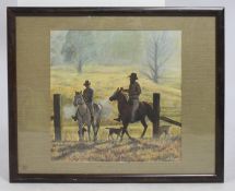 Original Cowboyts Pastel Painting Framed