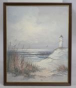 Signed Lighthouse Oil on Canvas