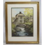 Bridge over River' Watercolour Landscape