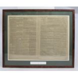 "Nelson's Commendation Battle of Copenhagen" The Times 1801 Framed