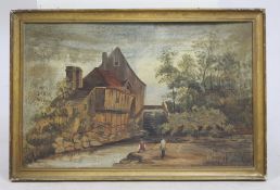 Antique Country Oil on Board Set in Gilt Frame