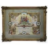 Edwardian Coloured Calligraphic Freemason Artwork Set in Gilt Frame