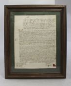 Early 18th c. Obligation Bond Framed