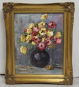 Stil Life of Vase of Flowers by M.Boyce Oil on Board