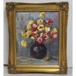 Stil Life of Vase of Flowers by M.Boyce Oil on Board