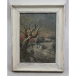 English Snow Landscape Oil on Board Howard