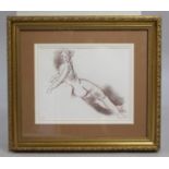 French Ink & Conte Nude Sketch Set in Gilt Frame