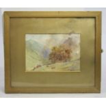 Victorian Cattle Grazing Landscape Watercolour S.Austin