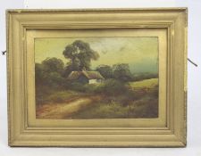 Victorian Landscape Set in Gilt Frame Oil on Board