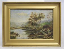 Edwardian Landscape Oil on Canvas Set in Gilt Frame