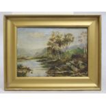 Edwardian Landscape Oil on Canvas Set in Gilt Frame