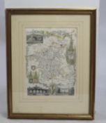 Antique Coloured Engraving Map of Worcestershire