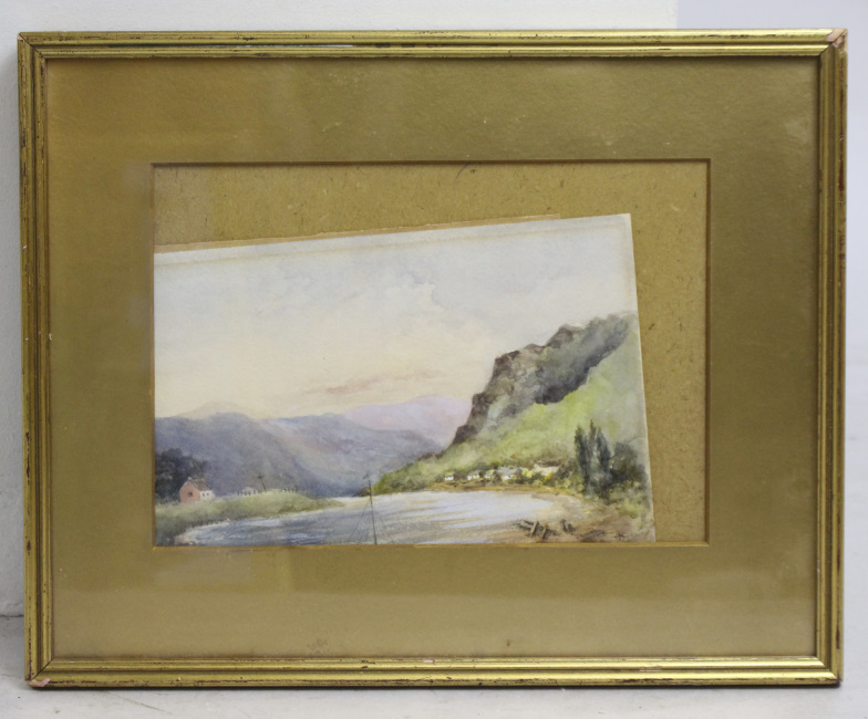 Watercolour Landscape Mounted in Gilt Frame