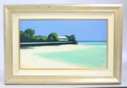 Modern Paradise Beach Landscape Gicleed Print Set in Frame